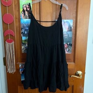 Brandy Melville Black Tiered Dress with Spaghetti Straps